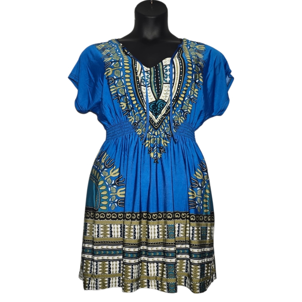 NWT - Mini Electric Blue Dashiki Dress - XL-XXL